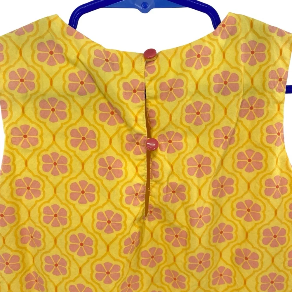 Baby Gap Yellow Cotton Floral Shift Dress Ruffle Front